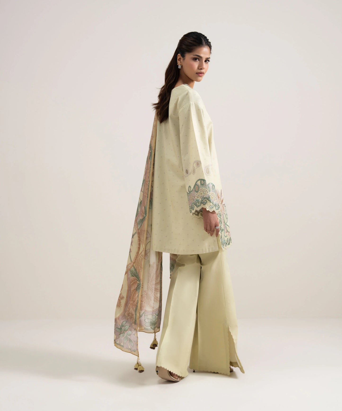 3 PIECE - EMBROIDERED DOBBY SUIT
