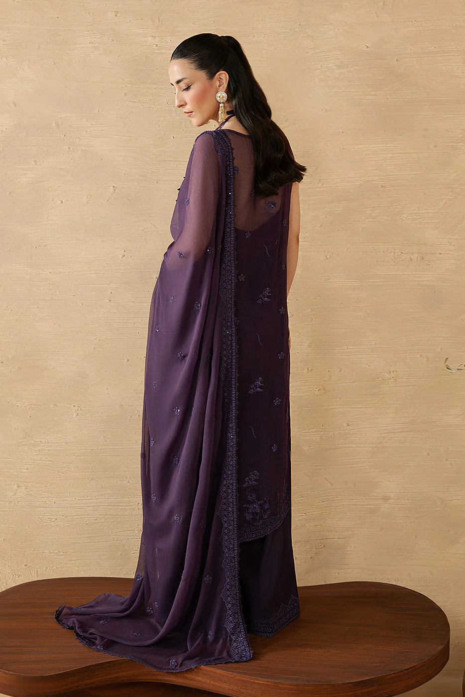 4 PIECE EMBROIDERED CHIFFON