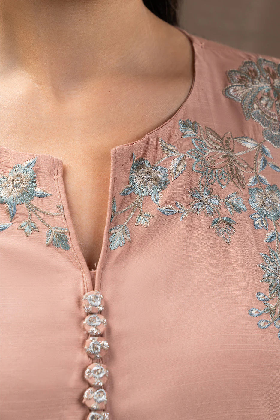 EMBROIDERED RAW SILK SHIRT