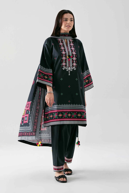 3 PIECE - DIGITAL PRINTED EMBROIDERED SUIT