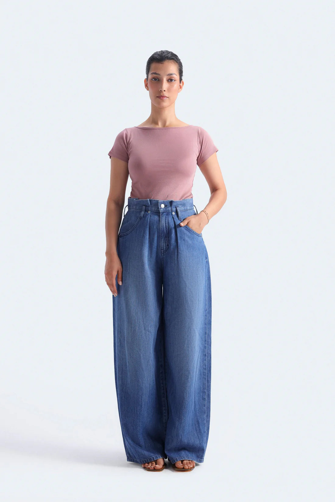 HIGH-WAIST PAPER BAG JEANS