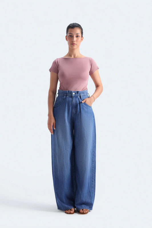 HIGH-WAIST PAPER BAG JEANS