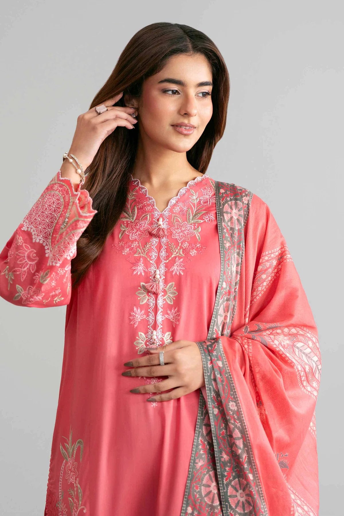 3 PIECE - DIGITAL PRINTED EMBROIDERED SUIT