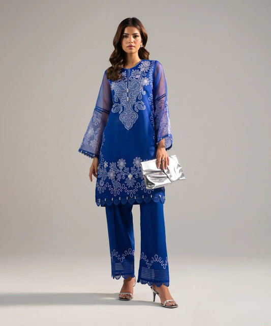 2 PIECE - EMBROIDERED ORGANZA SUIT