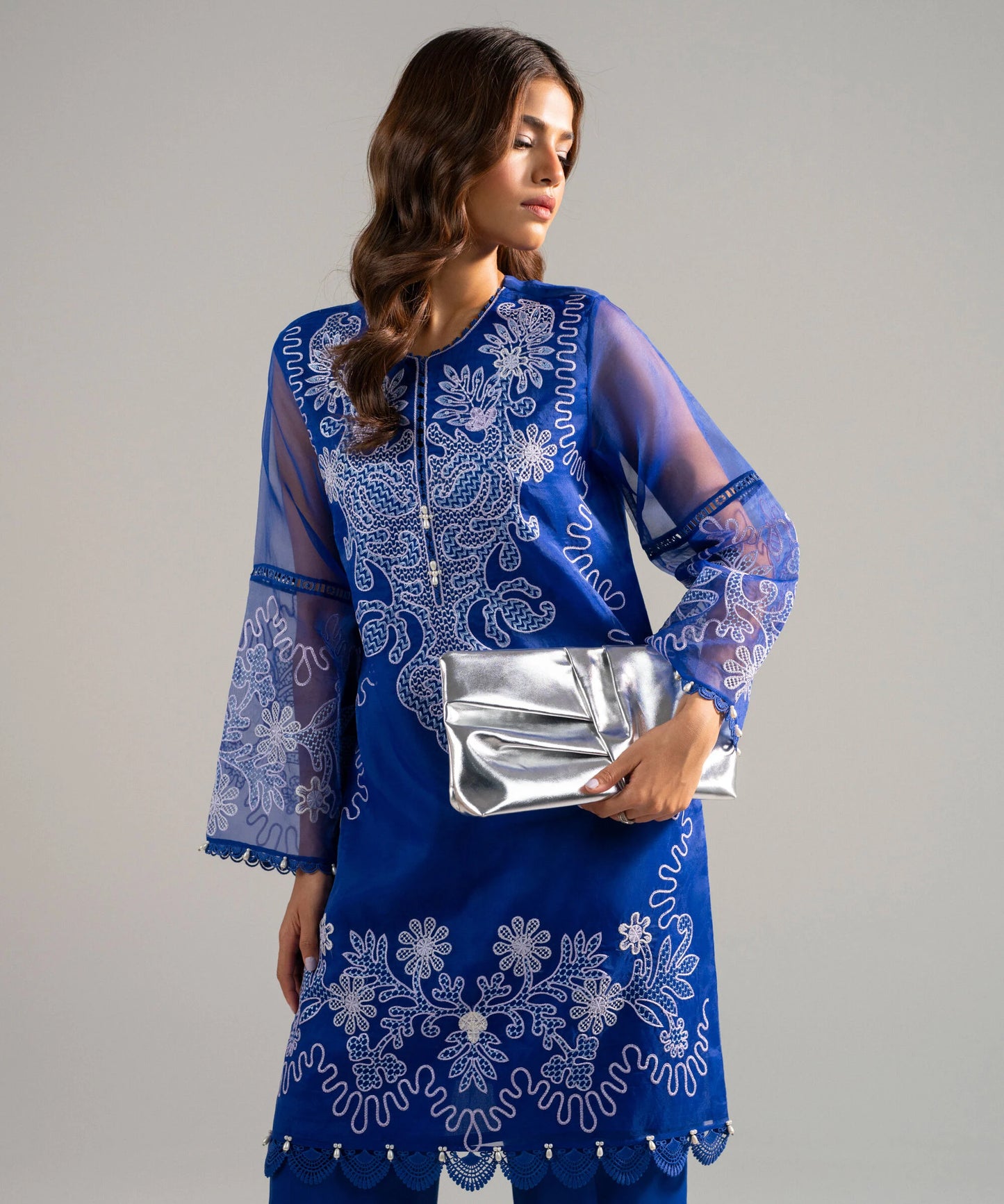 2 PIECE - EMBROIDERED ORGANZA SUIT