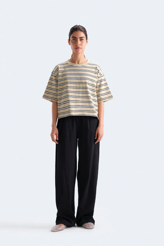 CROPPED STRIPPED T-SHIRT