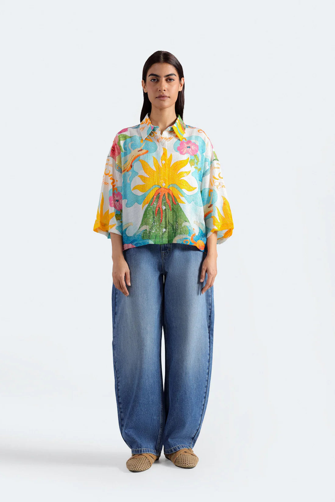 CROPPED ALL-OVER PRINT SHIRT