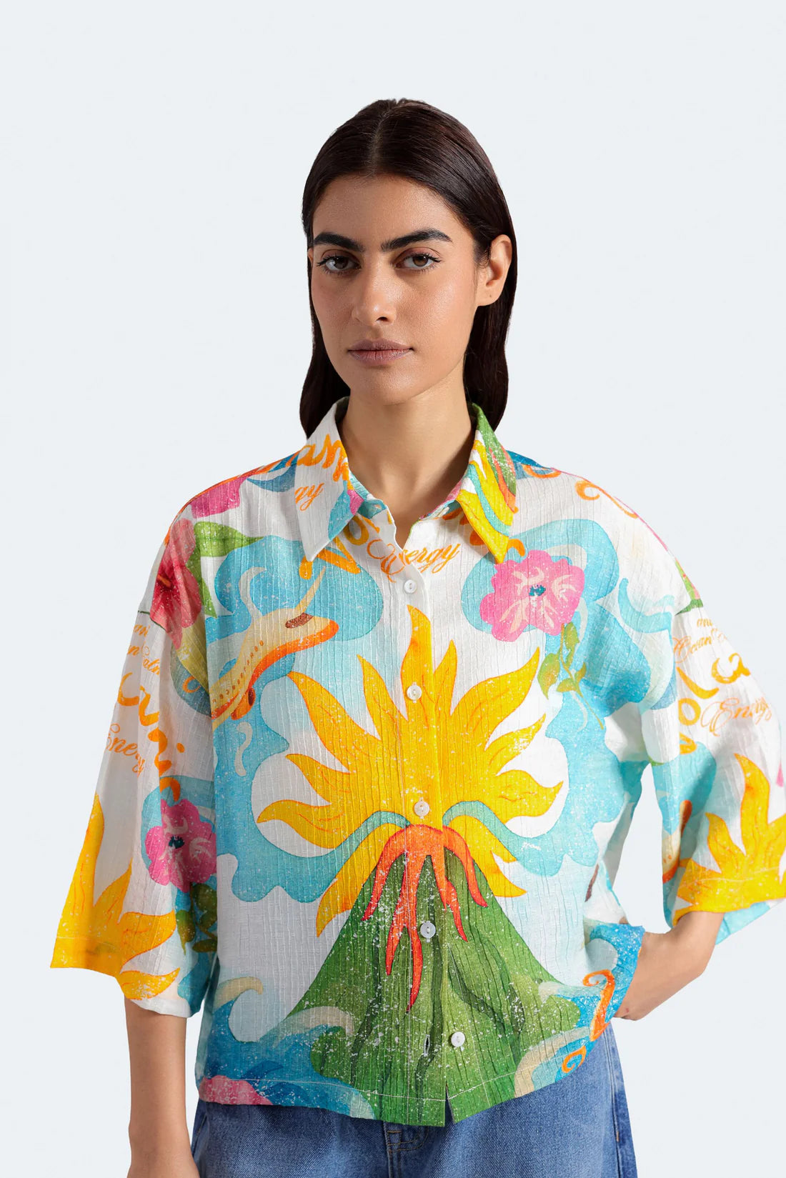 CROPPED ALL-OVER PRINT SHIRT