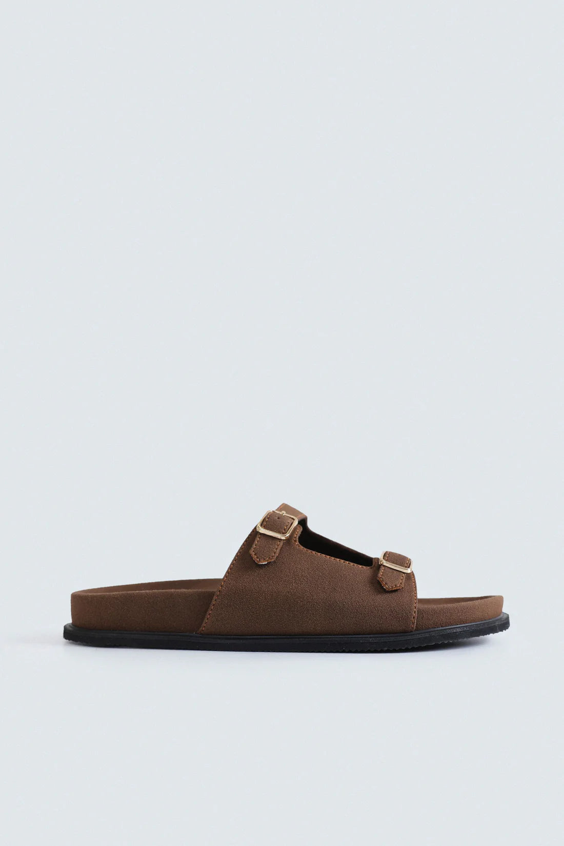 SUEDE BUCKLE STRAP FLATS