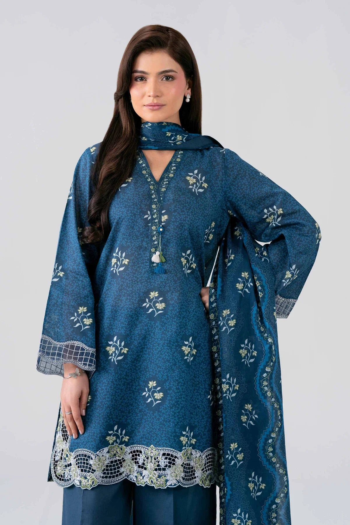 3 PIECE - PRINTED EMBROIDERED SUIT