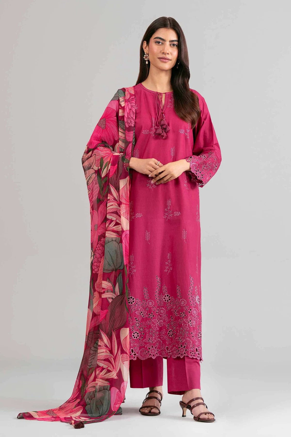 3 PIECE - PRINTED EMBROIDERED SUIT