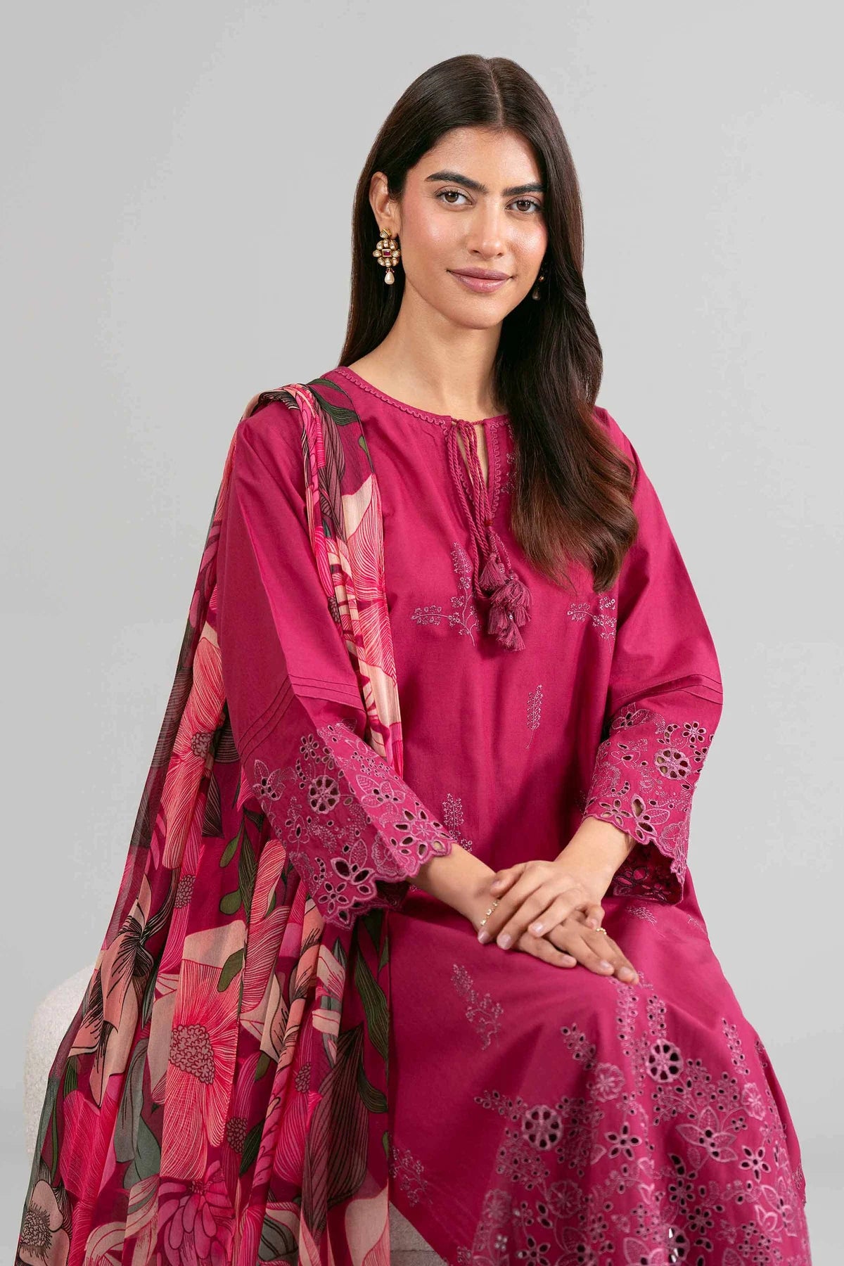 3 PIECE - PRINTED EMBROIDERED SUIT