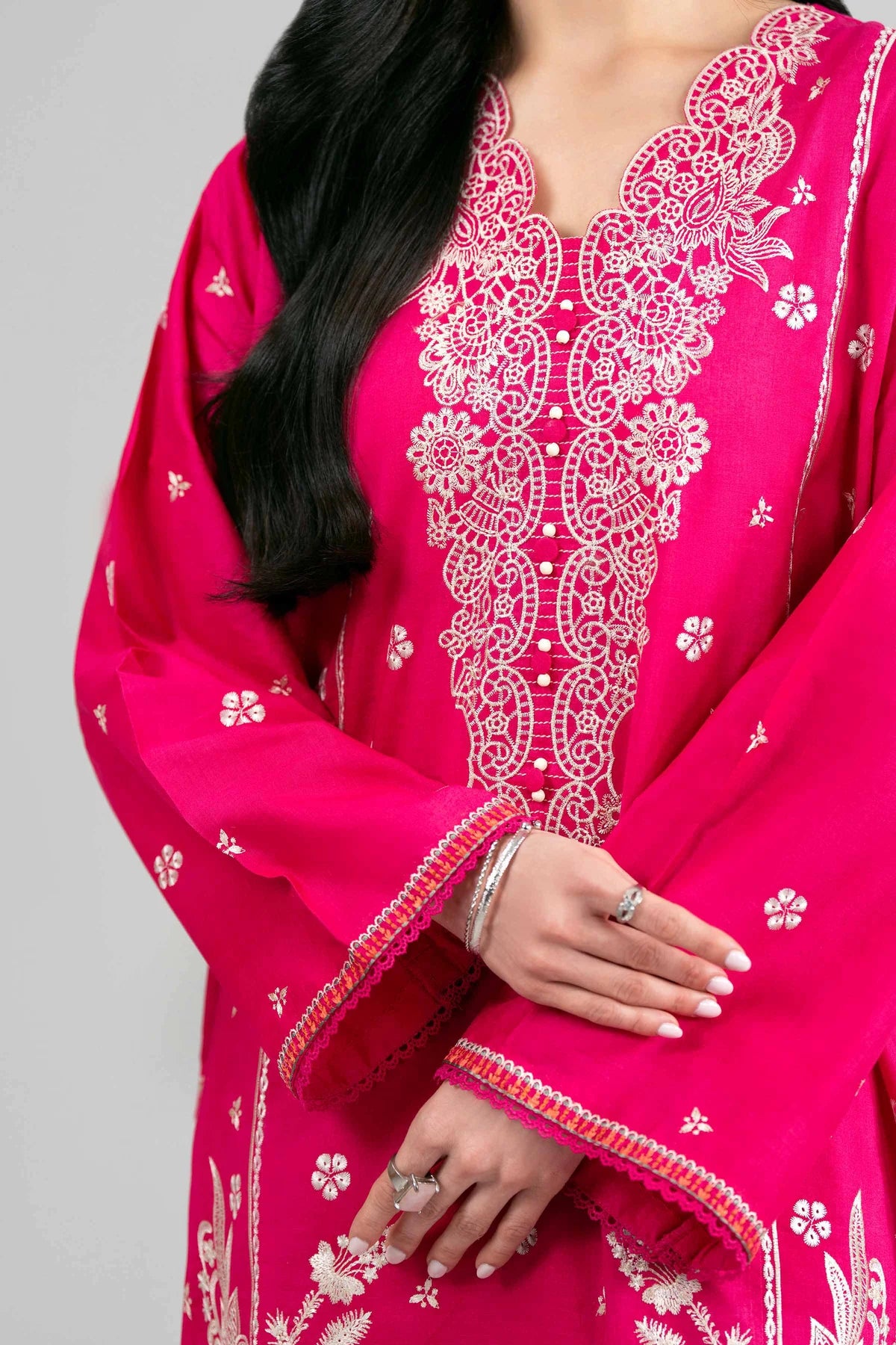 3 PIECE - PRINTED EMBROIDERED SUIT