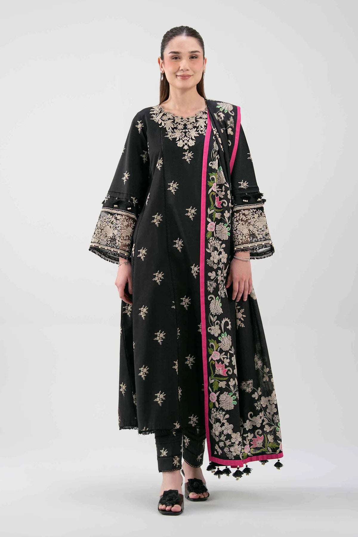 3 PIECE - DIGITAL PRINTED EMBROIDERED SUIT