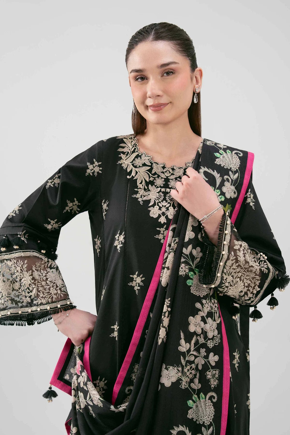 3 PIECE - DIGITAL PRINTED EMBROIDERED SUIT