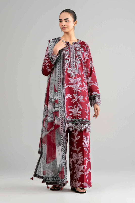 3 PIECE - DIGITAL PRINTED EMBROIDERED SUIT