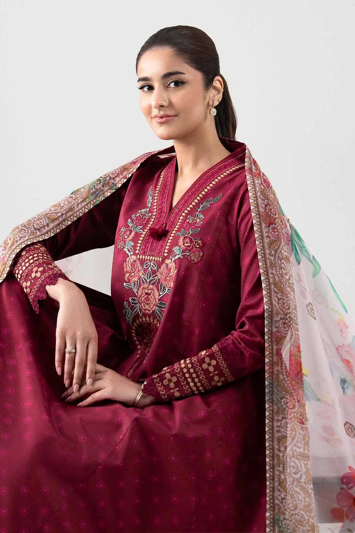 2 PIECE - DIGITAL PRINTED EMBROIDERED SUIT