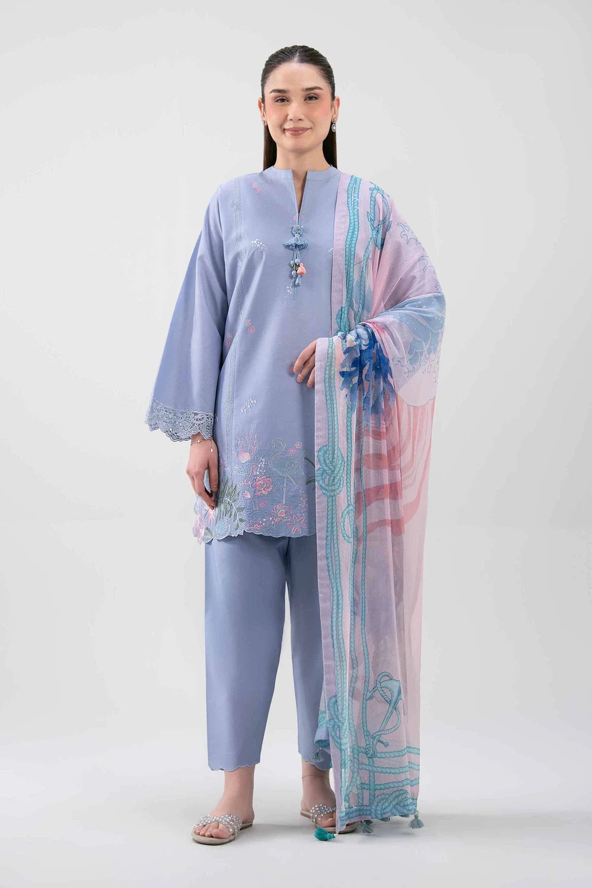 3 PIECE - DIGITAL PRINTED EMBROIDERED SUI