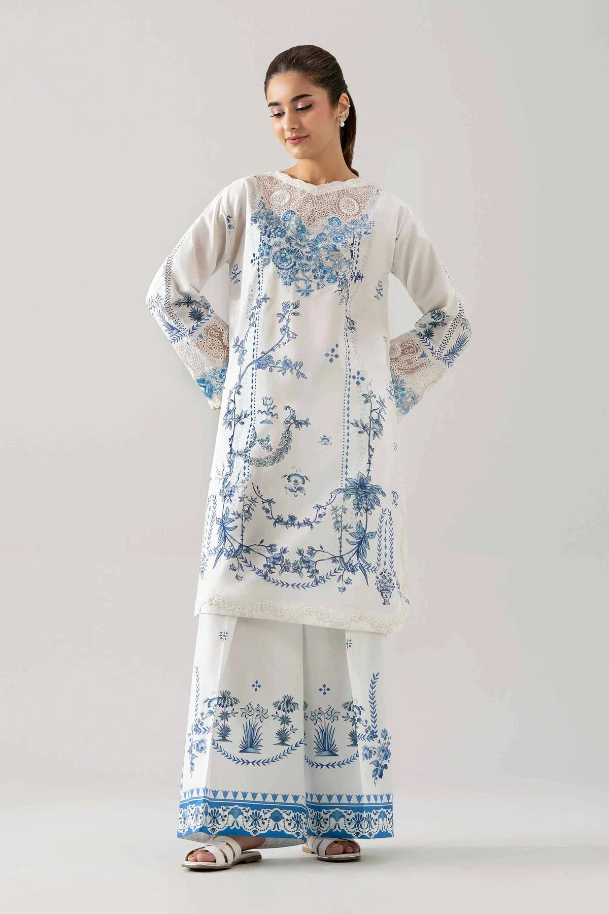 2 PIECE - DIGITAL PRINTED EMBROIDERED SUIT
