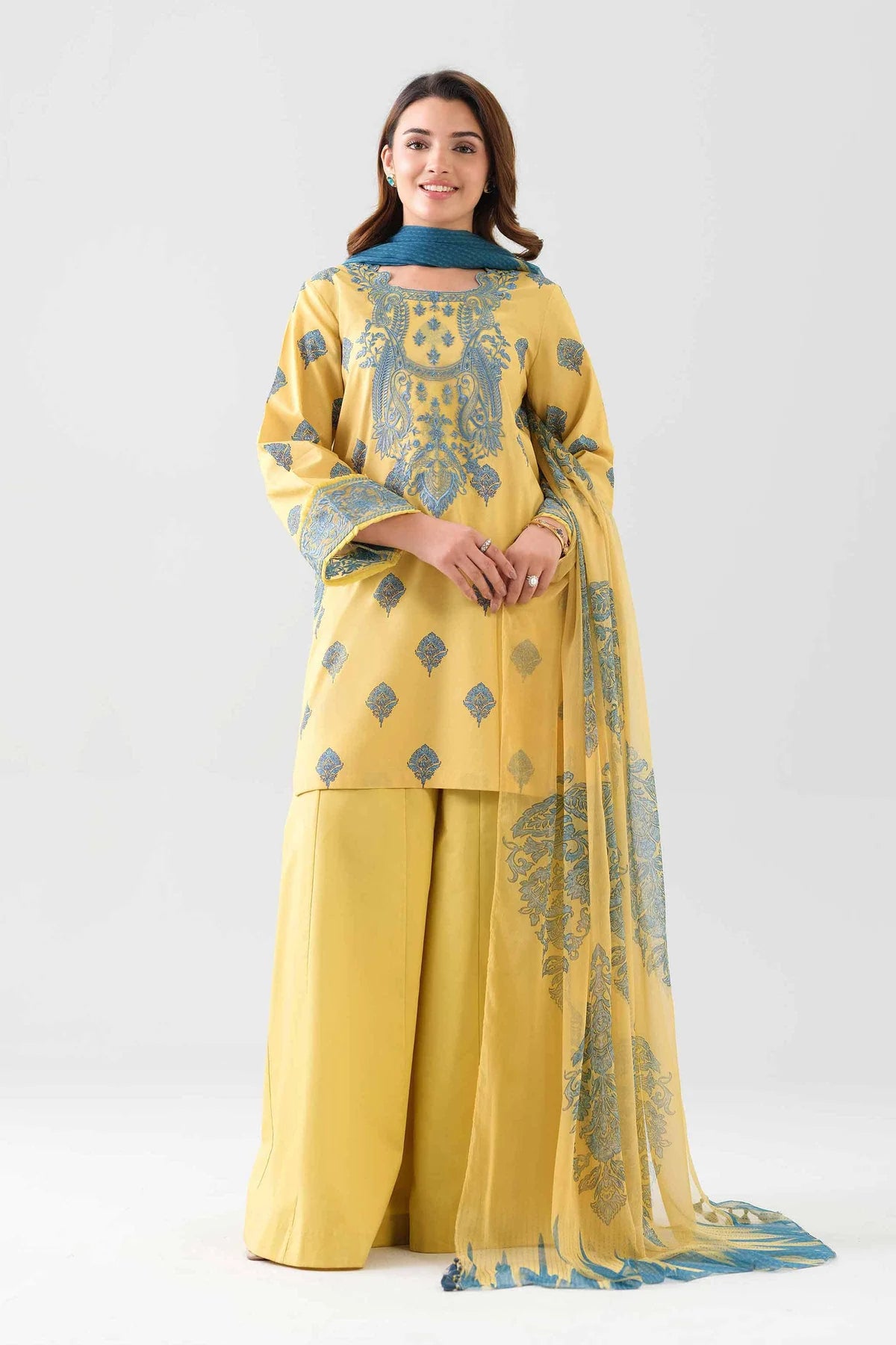 2 PIECE - DIGITAL PRINTED EMBROIDERED SUIT