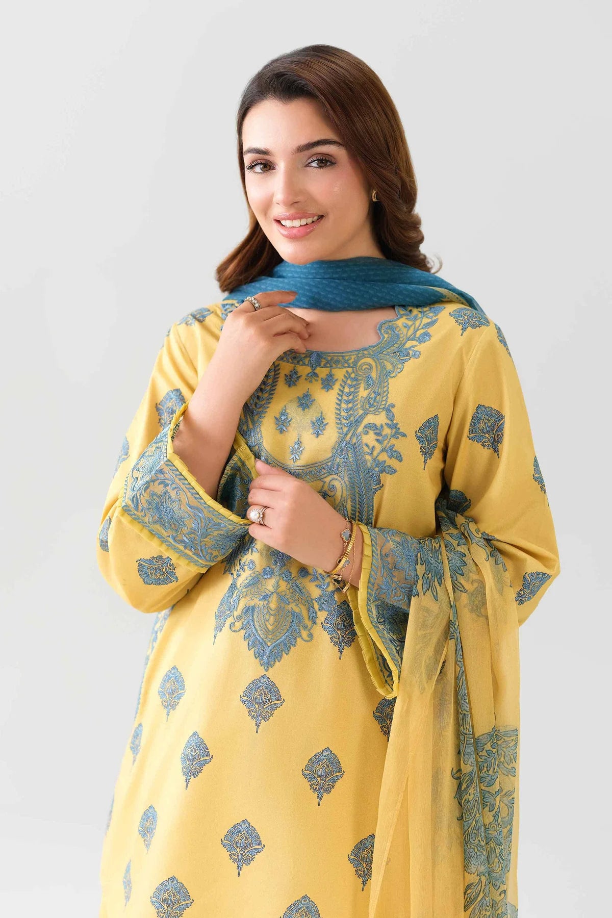 2 PIECE - DIGITAL PRINTED EMBROIDERED SUIT