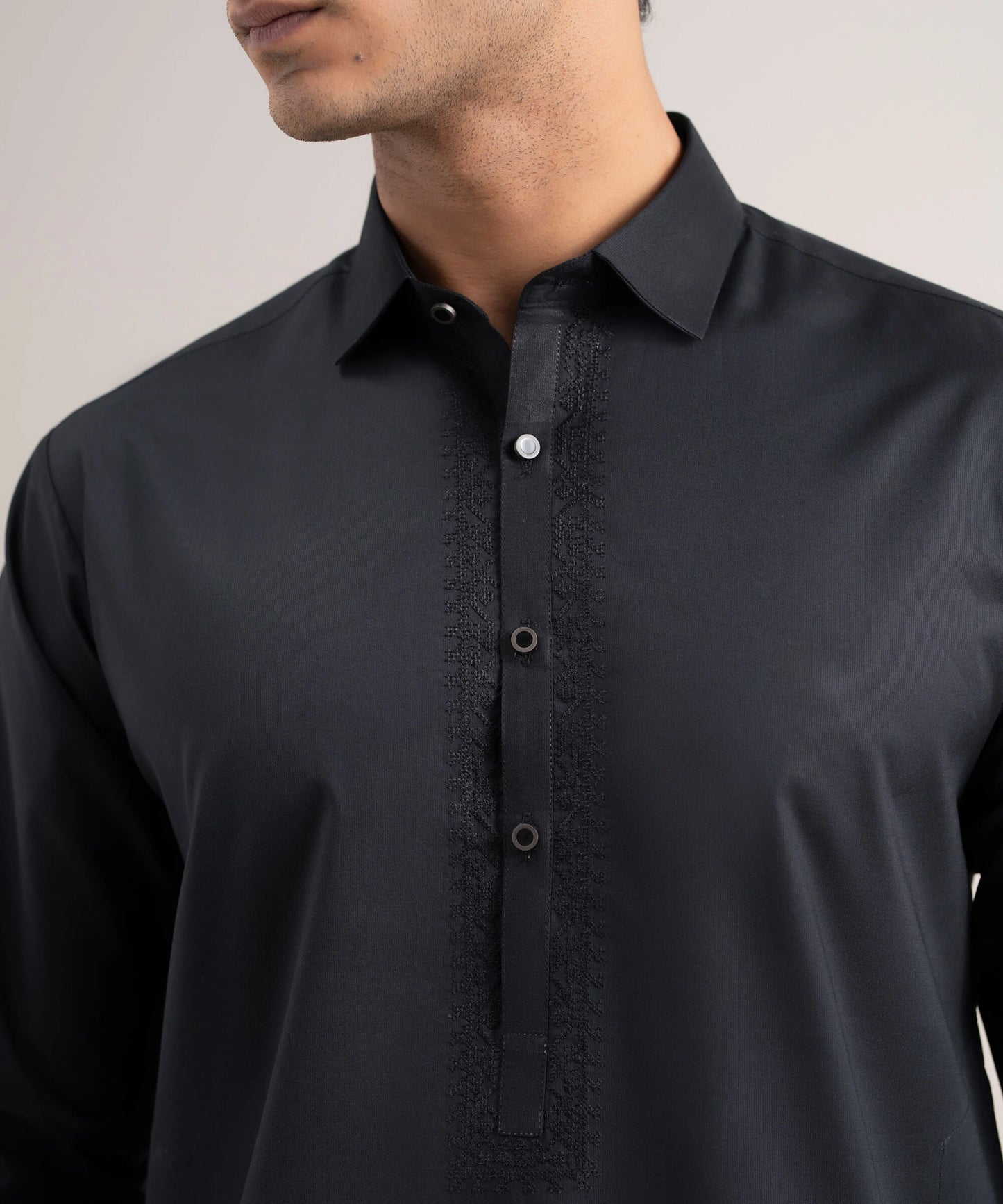 EMBROIDERED COTTON DOBBY SUIT