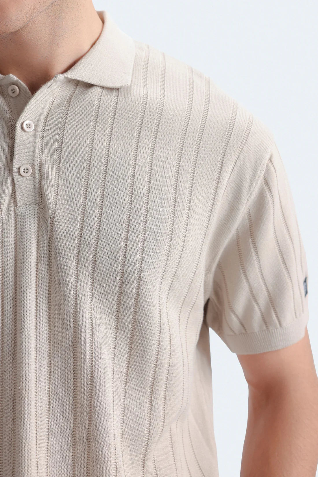 STRIPED POLO SHIRT WITH LABEL PATCH