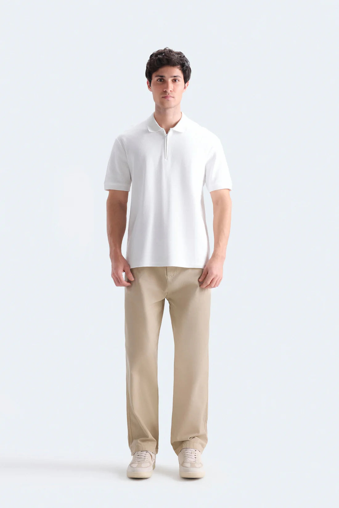QUARTER ZIP-UP POLO SHIRT