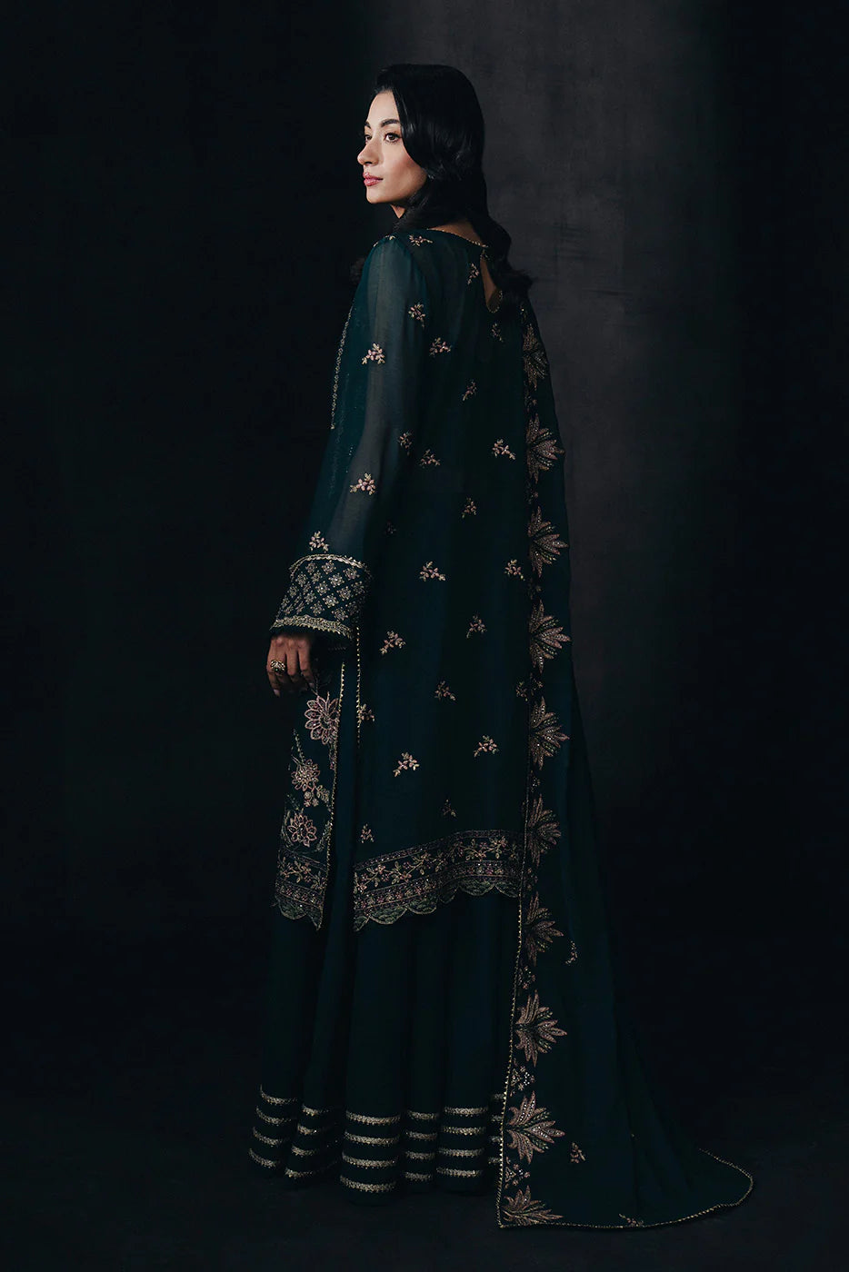 4 PIECE EMBROIDERED CHIFFON SUIT-