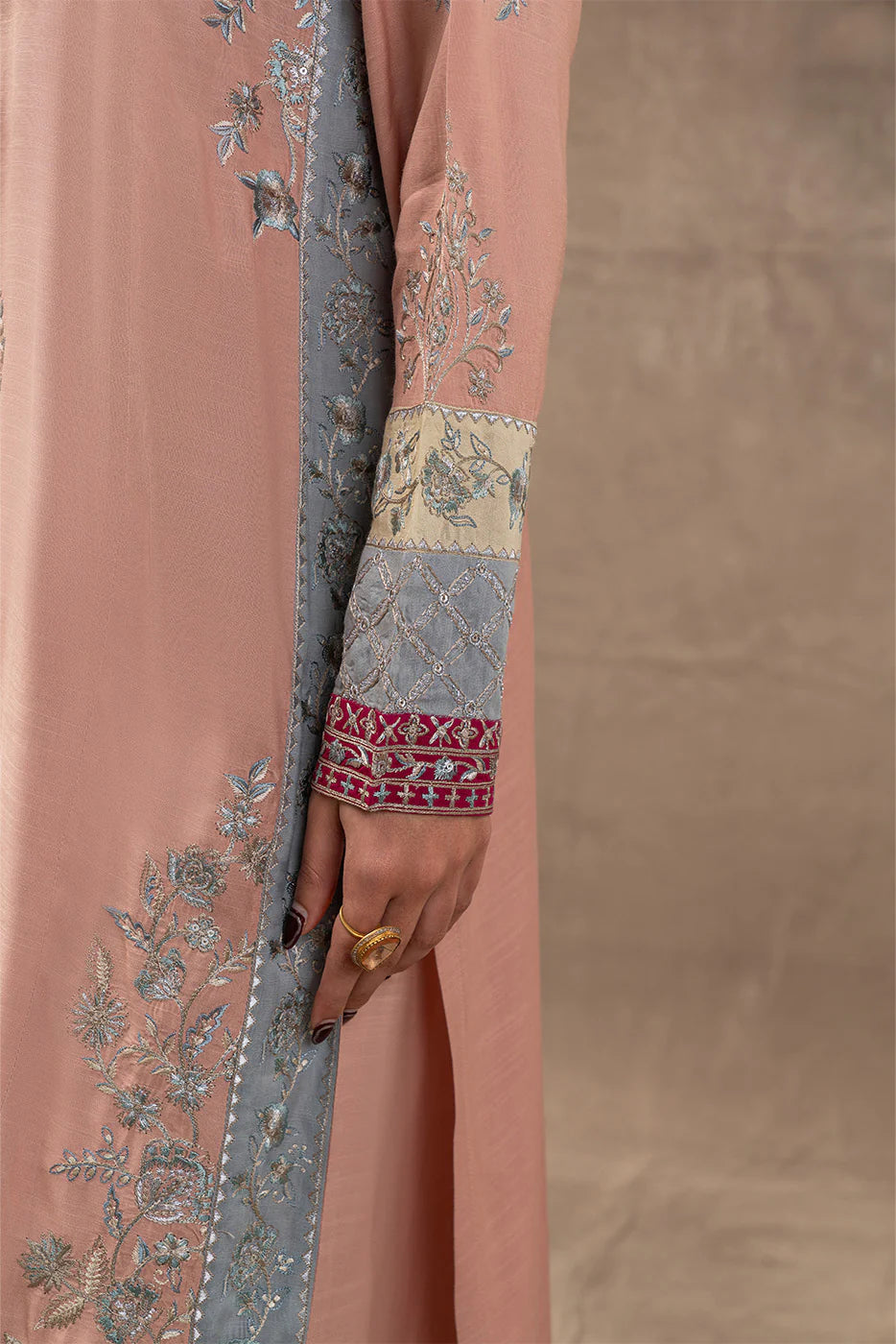 EMBROIDERED RAW SILK SHIRT